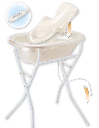 Rotho Babydesign 21037010001 ideale Badelösung TOP Set2 mit Wannenständer höhenverstellbar perlweiß creme1
