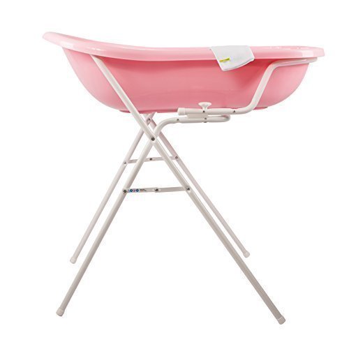 Baby Badewanne rosa XXL + Badewannenständer + Waschhandschuh3