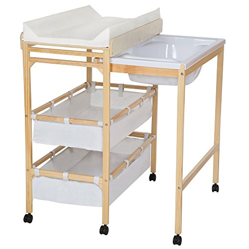 Wickelkommode mit Badewanne mit Ablagefächer und Wickelauflage