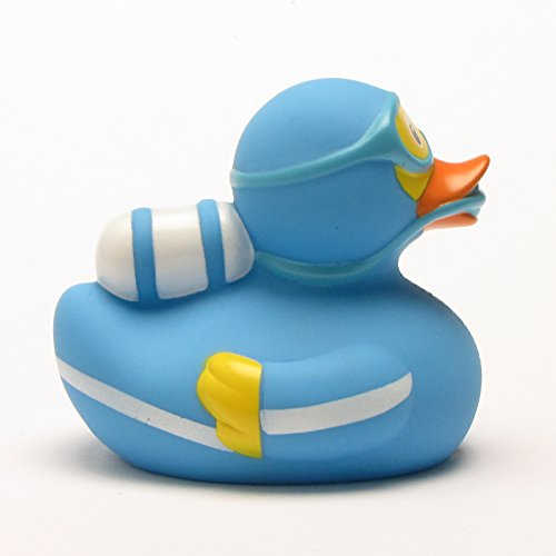 Blaue Quietscheente als Taucher